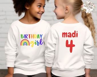 Girls Birthday Shirt | Colorful Rainbow Birthday Girl Tee
