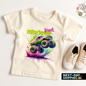 Retro Monster Trucks Rally Toddler Shirt - Big Tire Trucks Kids Outfit - Crushing Cars Tee - Boy Toddler Youth Kids Boho Clothing