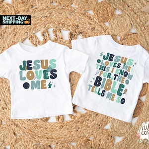 Jesus Loves Me Toddler Shirt, Bible School Toddler Tee,Jesus Loves Me Shirt,Catholic Church Clothing Religious Shirt, Newborn,Front and Back