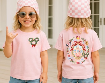 Disney Christmas Magic Castle Shirt Mickey Ear Xmas Shirt Coquette Bow Disney Christmas Disney Trip Shirt