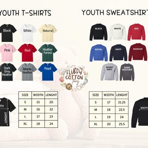 youth and youth t - shirts sizes chart