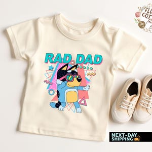 Blue Dog Rad Dad T-Shirt, Cute Rad Dad Blue Dog Shirt, Rad dad retro blue dog shirt, toddler Dad gift shirt blue dog rad Dad, Gift For Dad