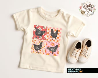 Chickens Farm Animals Kids Tee - Cute Chicken Toddler Girl Shirt - Ranch Hand - Chicken Lover Tee - Gift for Girl - Granddaughter Gift