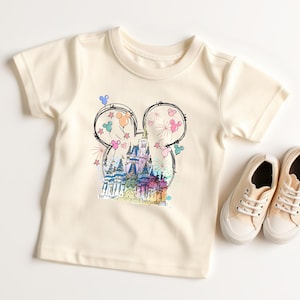 Disney Watercolor Mickey Castle T-shirt | Family Matching Shirt | Princess Kids Shirt | Disney Castle Shirt