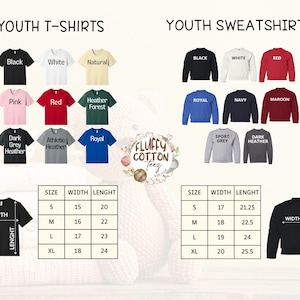youth and youth t - shirts sizes chart