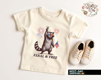 4th Of July Kids Shirt, Feral Raccoon, Patriotic USA
