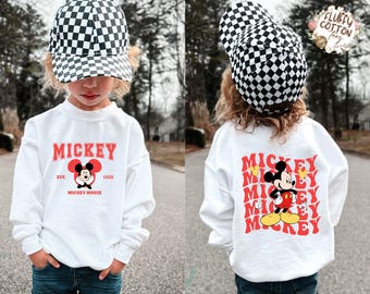 Mickey Mouse Shirt, Mickey Sweatshirt, Two-Sided Mickey Shirt, Disney Vacation,Retro Mickey Sweater, Disney Shirt, Front and Back Kids Shirt