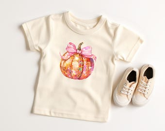 Toddler Halloween, Girl Halloween Shirt, Coquette Pumpkin Shirt, Cute Disco Pumpkin Shirt, Kid Boo Shirt, Pumpkin Patch Shirt, Pink Pumpkin