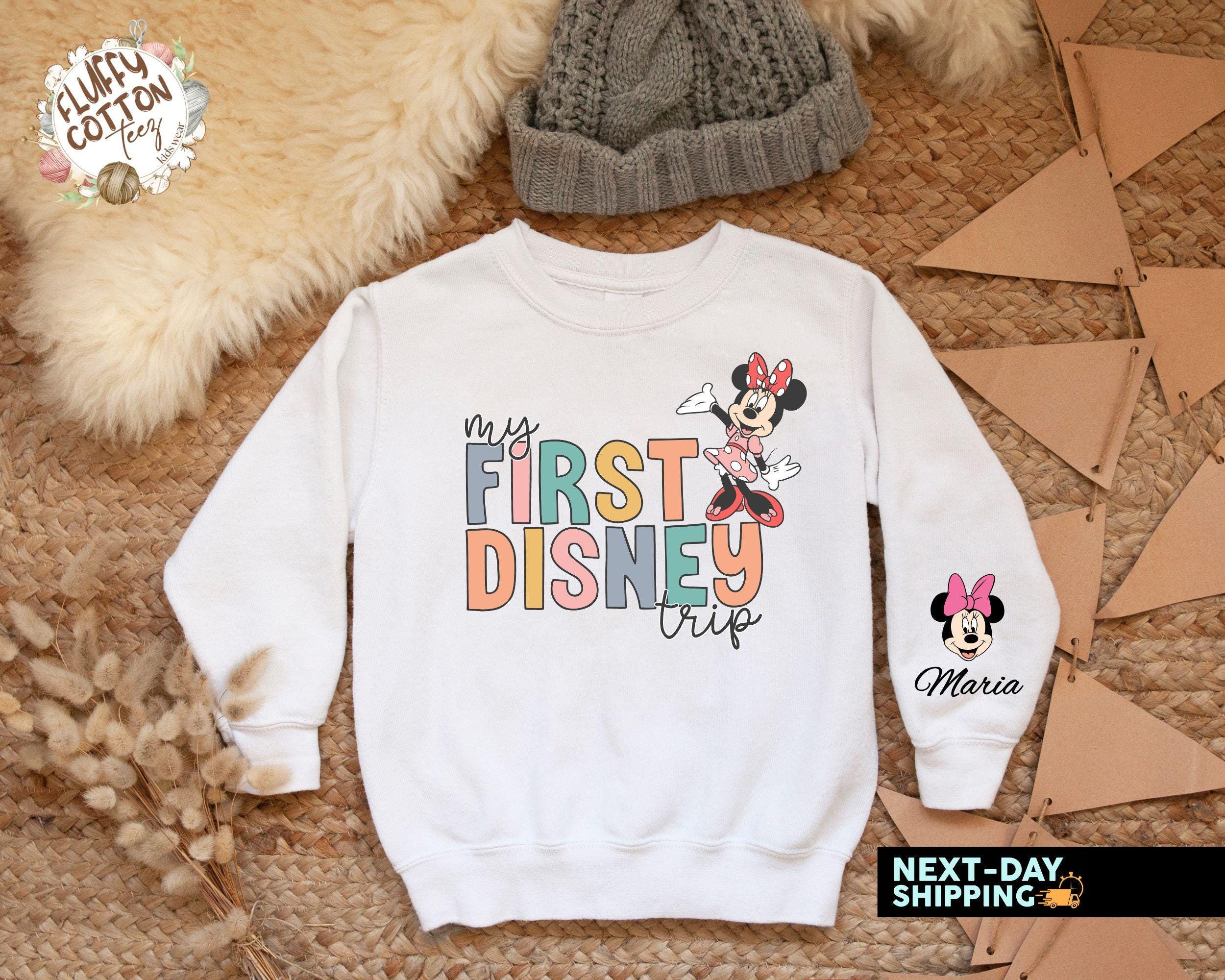 Custom Name Disney First Kids Sweatshirt,Toddler Shirt,Disney Trip Kids Shirt,Mickey and Minnie Kids Shirt,Baby Disneyworld Shirt,Disney Tee
