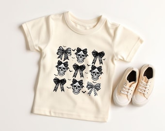 Ghoul Power Halloween Kids Shirt - Skull Bows Toddler Tee