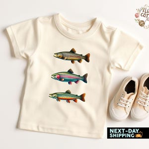 Three Fish Toddler Shirt | Summer Fishing Top | Outdoor Summer Clothing | Toddler Boy Fishing | Nature Toddler Outfit | Fishing Gift