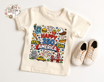 Happy 250 Shirt -1776-2026 USA 250th Anniversary Tee - Kids Doodle Patriotic America Sweatshirt