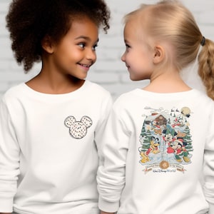 Retro Christmas Merriest Place in The World Front and Back Kids Shirt, Mickey and Minnie Santa Claus Toddler,Xmas Kids Gift,Youth Sweatshirt
