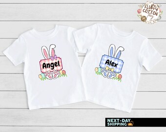 Personalized Easter Bunny Shirt, Custom Name Kids Toddler Outfit
