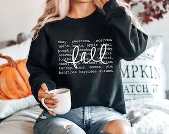 Fall Sweatshirt and Hoodie for Women, Fall Words Shirt, Fall Graphic Tees, Hello Fall Crewneck, Autumn Sweatshirt, Fall Tops for Women