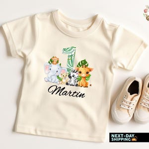T-Shirt Birthday Shirt Personalized Birthday Child Boy Girl Jungle Animals Safari Giraffe Zebra Lion Wild One