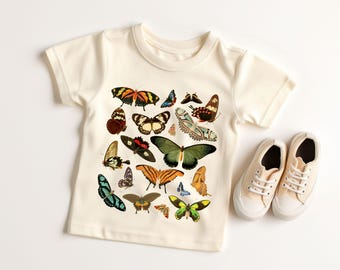 Boho Moth Toddler Shirt - Butterfly Tee - Spring Natural Kids Shirt