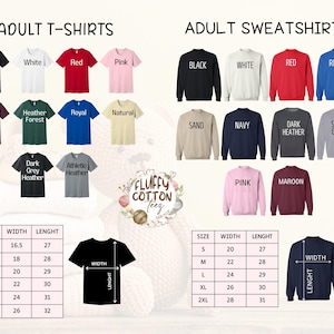 adult and youth long sleeve t - shirts sizes chart