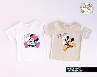 Personalized Minnie Mickey Shirt, Custom Disneyland Toddler Bodysuit