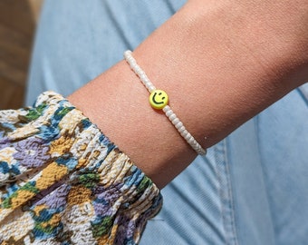 Personalized bracelet, Happy Face bracelet, friendship bracelet, colorful beaded bracelet, gift idea