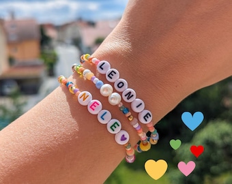 Bracelet with name, heart, colorful beaded bracelet, initials, letters, name bracelet, personalized jewelry