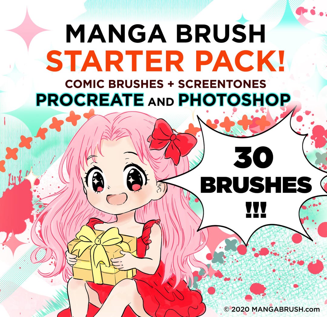 MANGA BRUSH Starter Comic Brush Pack for Procreate, Photoshop, and Clip ...