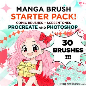 MANGA BRUSH Starter Comic Brush Pack for Procreate, Photoshop, and Clip Studio Paint