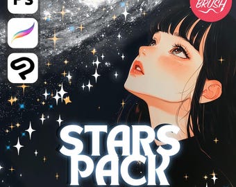 Galaxy Stars Digitale Pinsel im Anime-Stil für Procreate, Photoshop, Clip Studio Paint (Digitaler Download)