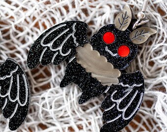 Mothman Acryl Ohrringe, Niedliche Mothman Ohrringe, Kawaii Ohrringe, Crypid Ohrringe, Monster Ohrringe, Halloween Ohrringe,