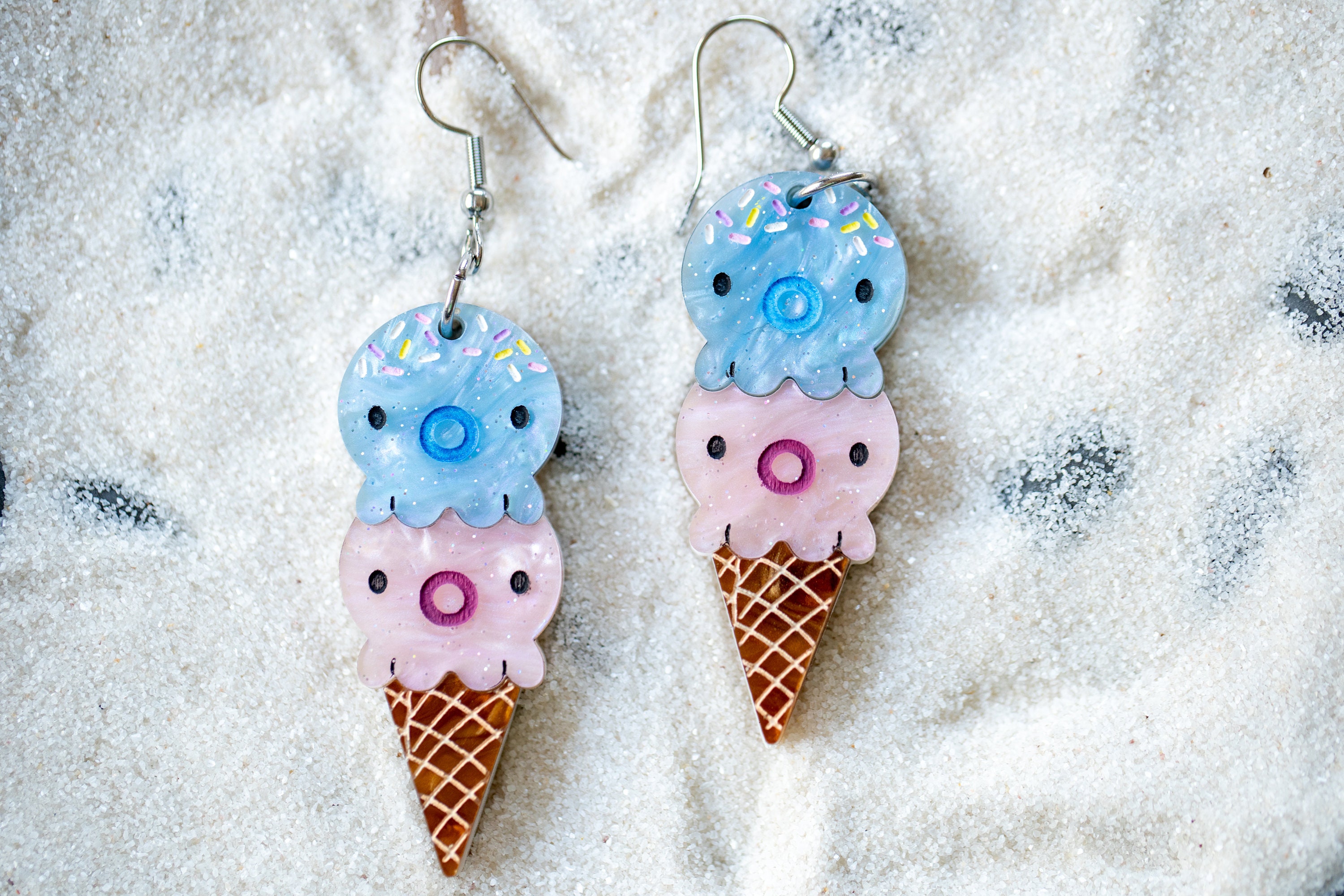 Kawaii Octopus Ice Cream Cone Earrings, Acrylic Earrings, Ice Cream Earrings, Weird Earrings, Pastel Earrings, Quirky Earrings, Fun Earrings