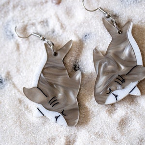 Great White Shark Acrylic Earrings, Shark Week, Laser Cut Acrylic Earrings, Beach Earrings, Weird Earrings, Ocean Earring, Quirky Earrings