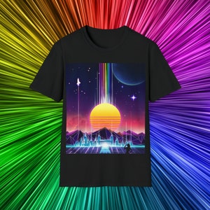Retro vaporwave mountain scape synthwave styled shirt
