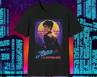 Synthwave vaporwave girl in neon background t shirt