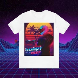 Retro vaporwave motorcycle rider and palm tree style shirt