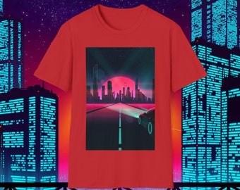 Futuristic sci-fi cyberpunk city car t shirt 100% cotton made in USA