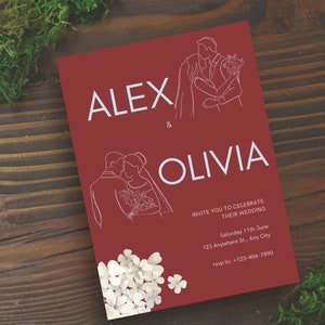 Minimalist Wedding Invitation Template | Modern Wedding Invite | Boho Wedding Invitation | Editable Template