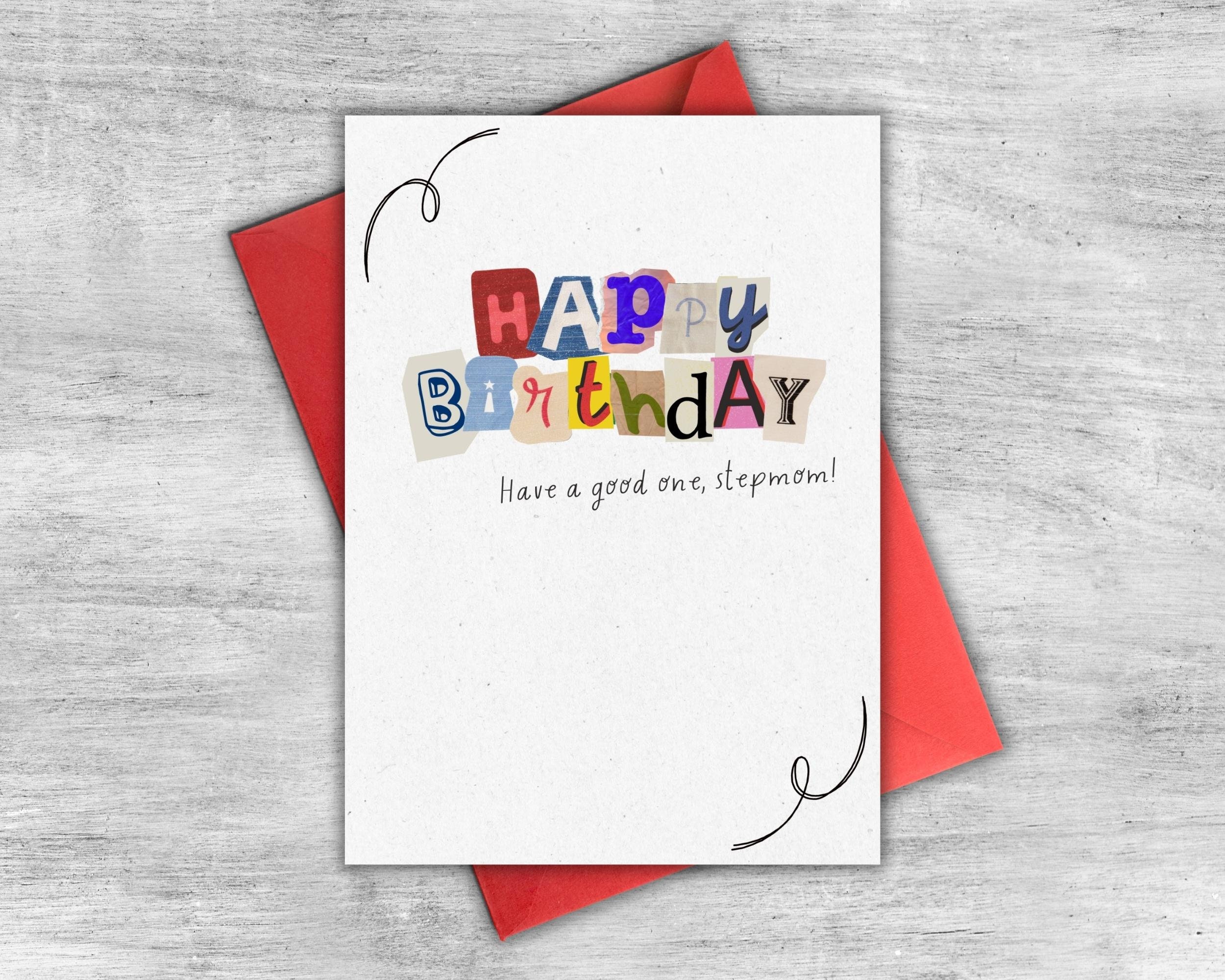 Happy Birthday Stepmom Card Printable Greeting Card - Etsy