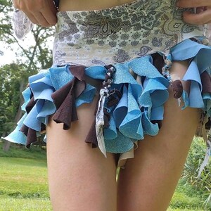 Upcycled Ruffle Fairy Skirt & Kitty Hood Set: Mystic Mocha Rave Wear