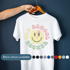 Old school rocker vintage inspired smiley face shirt / Retro happy face tee / Rock and roll t-shirt / Cool gift for him / Dad present / 0084