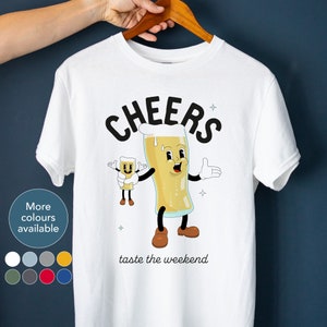 T-shirt da birra con design grafico Cheers / Assaggia la maglietta da pinta del fine settimana / Camicia da pub cool / Regalo di birra artigianale per papà / Regalo per gli amanti della birra / 0121