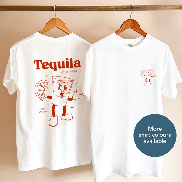 Tequila unisex t-shirt / Fun gift for tequila lover / Retro inspired drink shirt / Unique tshirt for party or festival / Cocktail tee / 0137