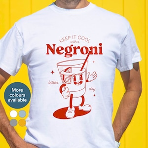 Negroni retro inspired red t-shirt / Unisex fit / Cool graphic shirt | Vintage cartoon tee / Negroni lover gift / Cocktail present / 0111