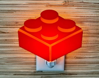 3D Classic "Building Brick" Night Light | Lego-Inspired | Nostalgic Toys | Play Blocks |  Plug In Wall Light | Gameday Designs™