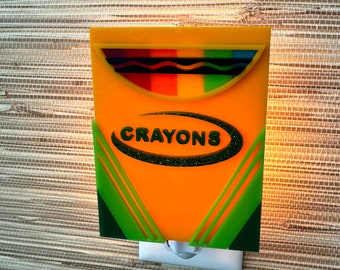 Veilleuse 3D « Boîte à crayons » fabriquée à la main | Décoration nostalgique | Crayon de couleur | Lampe rétro | Arts et artisanat | Chambre d'enfant | Gameday Designs™