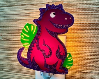 3D « Dinosaure » Nuit Nuit | Fabriqué à la main | Choisissez vos couleurs | T-Rex | Lampe pour enfant | Décoration pour enfants | Cadeau pour chambre d'enfant | Gameday Designs™