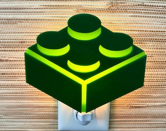 3D Classic "Building Brick" Night Light | Lego-Inspired | Nostalgic Toys | Play Blocks |  Plug In Wall Light | Gameday Designs™