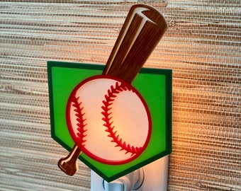 Veilleuse 3D artisanale « Home Plate » | Base-ball | Sport | Inspiré de la MLB | Salle de jeux | Décoration de chambre d'enfant | L'homme des cavernes | Gameday Designs™