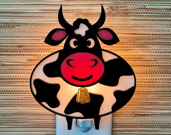 3D Handcrafted "Cow" Night Night | Kid's Room | Nursery Gift | Animal Decor | Cattle Calf | Children's Light | Gameday Designs™