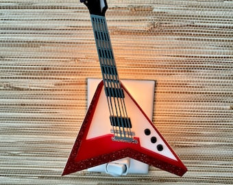 3D Handcrafted "Electric Guitar" Night Light | Musical Instrument Inspired | Wall Light | Musician or Band Gift | Ambient Lighting |