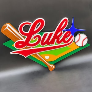 3D Personalized Baseball Name Sign | &quot;Home Run&quot; Design | Sports Decor | Game Room | Man Cave | Kid&#39;s Room | MLB Inspired | Gameday Designs™